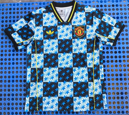 2025 Manchester United Retro T-shirt with Check Pattern