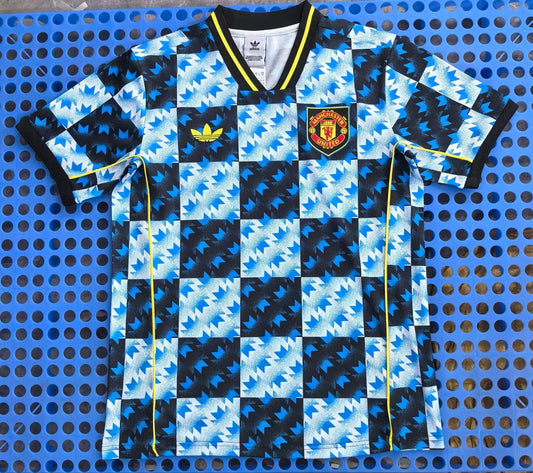 2025 Manchester United Retro T-shirt with Check Pattern
